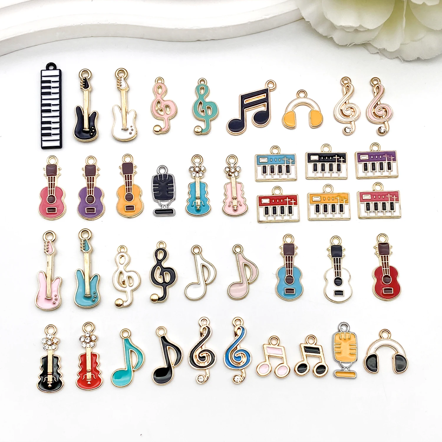 A Must-Have for Musicians! 40pcs Oil-Dripping Musical Note Series Pendant Set – Craft Materials for Handmade Jewelry.
