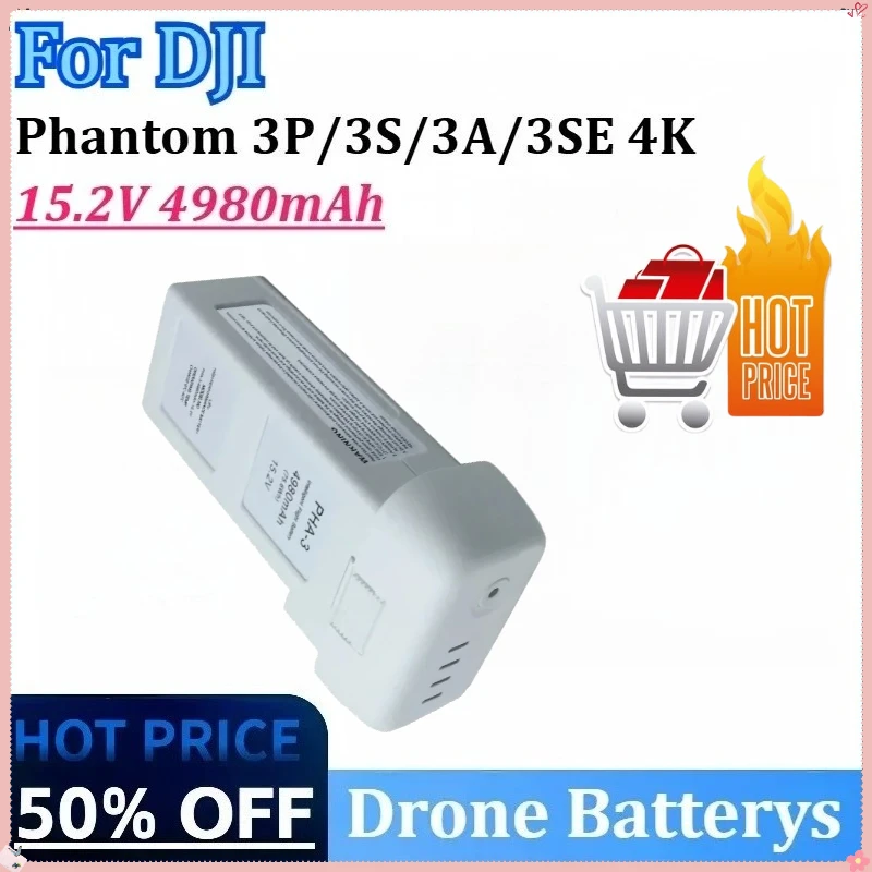 

New 15.2V 4980mAh Drone Battery for DJI Phantom 3P/3A/3S/3SE 4K/3 Standard Intelligent Flight Li-Po Battery RC Drone Accessories