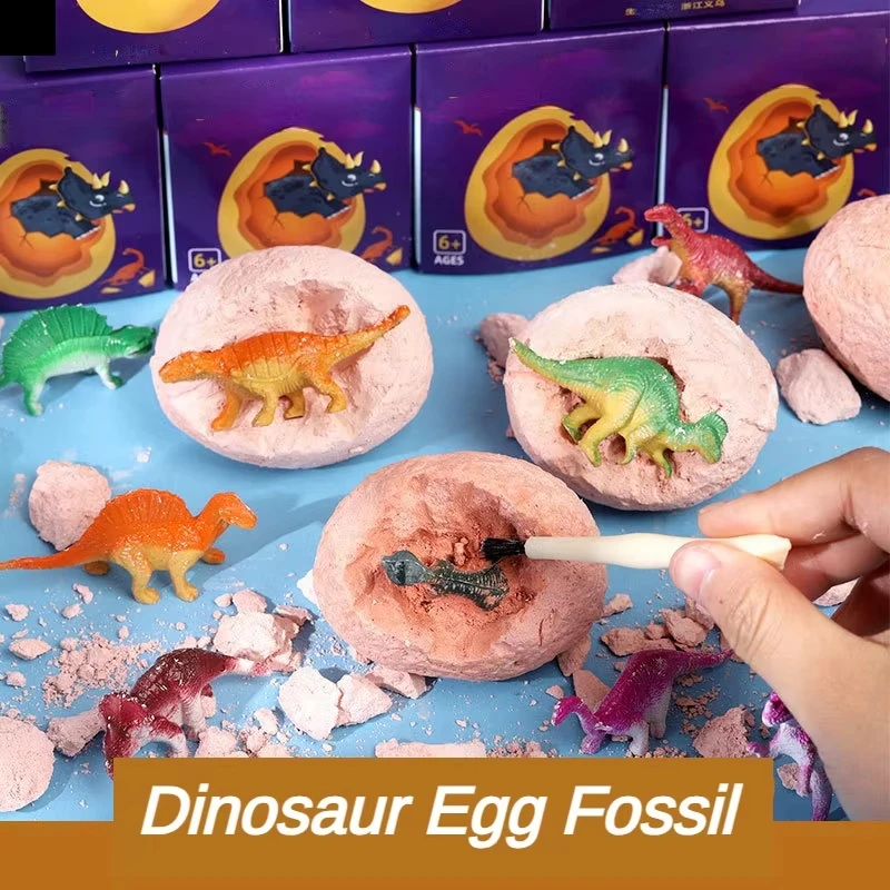 Kids Dinosaur Egg Fossil Digging Kit Educational Archaeology Excavation Toy with Mini Dinosaur Figures STEM Science Learning