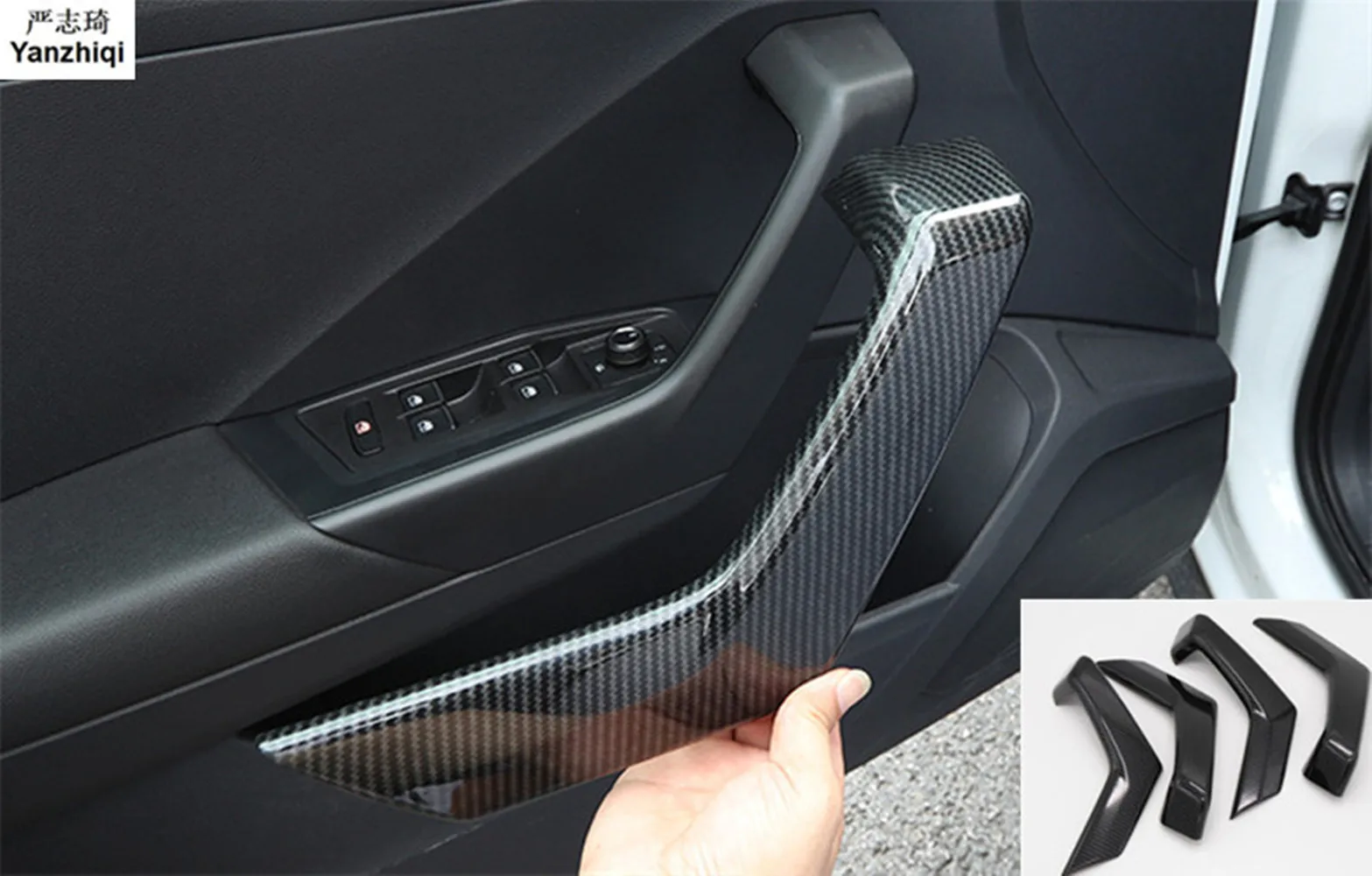 ABS Interior Side Door Handle Decoration Frame Cover Trim 4pcs Car-Styling For Volkswagen T-Roc T Roc 2018 2019 Accessories