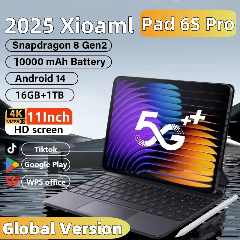 Brand New PAD 6SPRO Global Version Xioaml Tablet Android14 16GB 1TB 11Inch 5G Dual SIM Card WIFI Bluetooth Google Play Tablet PC