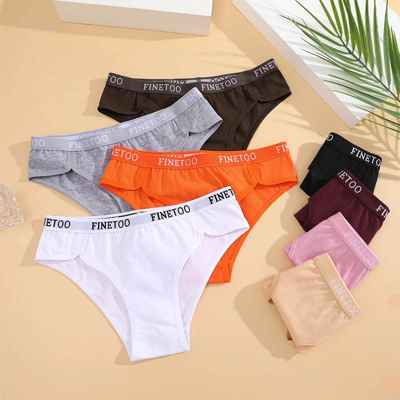 4Pcs/Set FINETOO Panties Intimate Pantys Women's Underwear Cotton Low Waist Women's Triangle Pants Sexy Female Lingerie Briefs