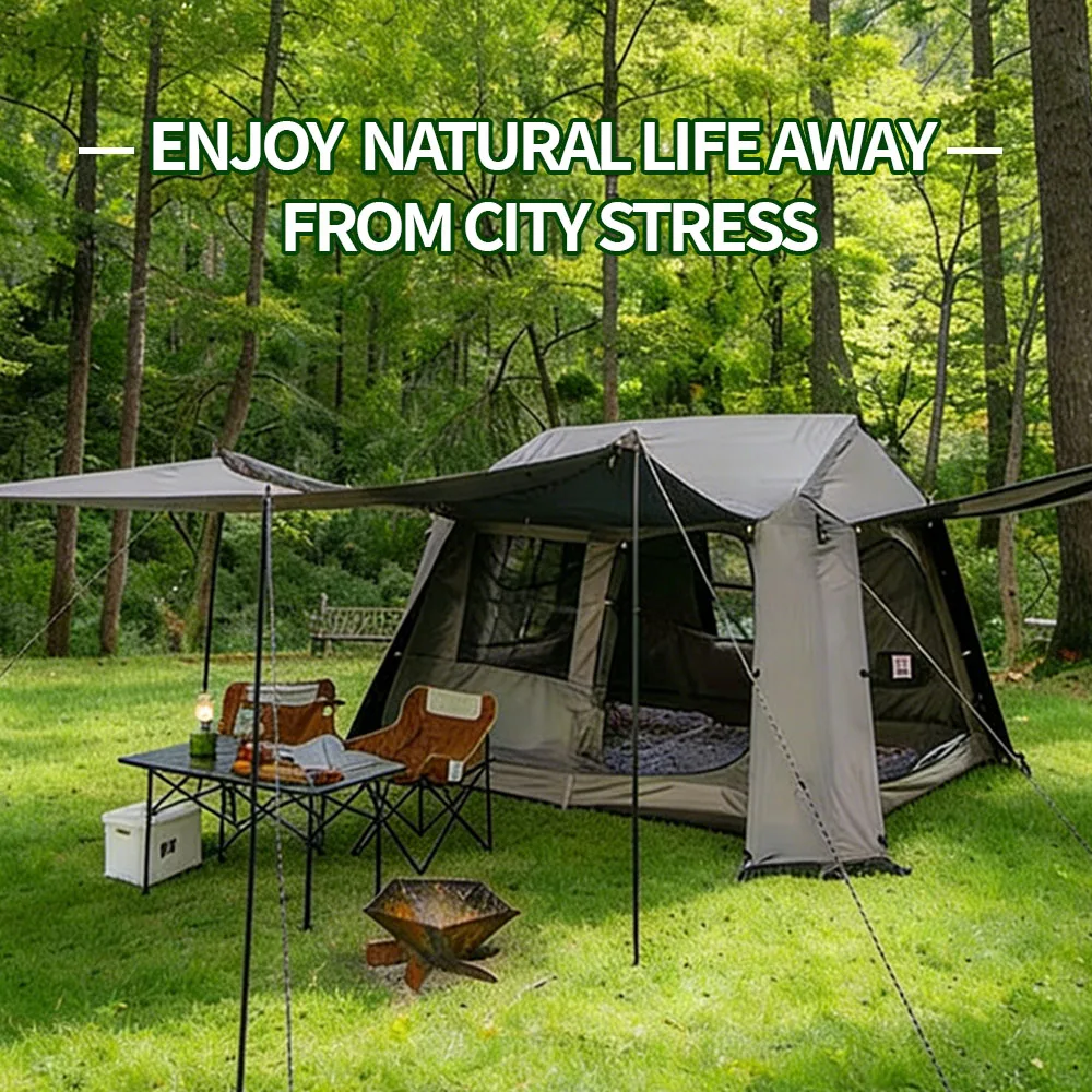 

Oxford Tents Camping Outdoor Canopy Tent One room one living room tent pitched on the roof for camping
