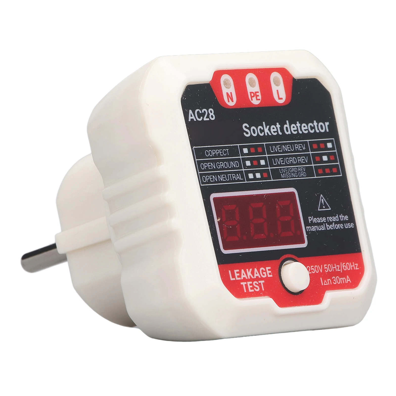 ANENG AC28 Phase Detector Electric Leakage Outlet Tester Ground Wire Polarity Outlet Tester Digital Display Power Socket Tester