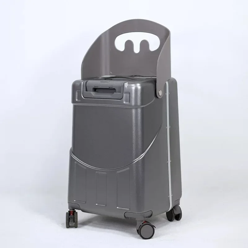 

Kids Travel Suitcase with Wheels and Backrest Ride On Luggage for Children Parent Child Boarding Trolley Case