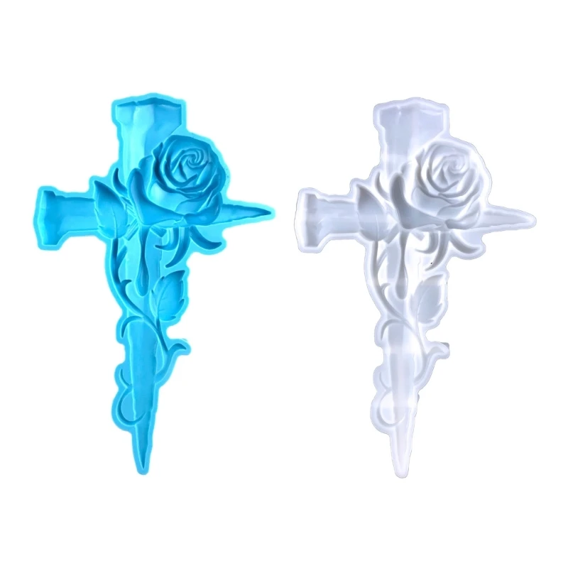 Cross-Rose Silicone Mold,DIY Crucifix Resin Mold for Epoxy Casting Wall Hangings