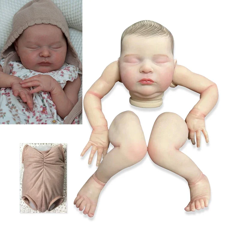 19inches Laura Reborn Doll Kit Already Painted Reborn Doll Parts with Cloth Body Many Detailed Veins Muñeca Kit Bebe Reborn