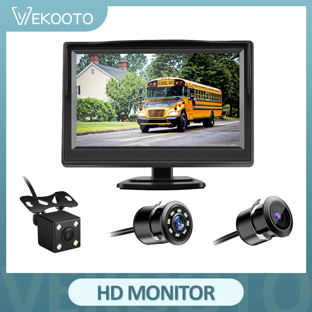 

4.3-5 inch Car Monitor 12-24V Parking Reaverse Backup Camera System TFT LCD Screen IR LED Night Vision Rear View Camera