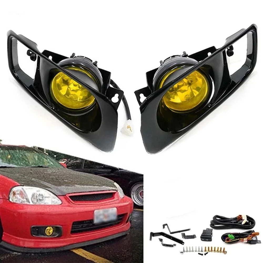 NEW 1 Pair 55W 3000K 12V Car Auto Fog Lights Halogen Lamps with High Brightness for Honda Civic 1999-2000 Auto Lighting Accessor