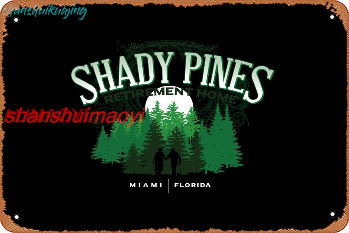 Zuhhgii Retro Tin Sign Shady Pines Retirement Home Vintage Funny Novelty Metal Signs Man Cave Humorous Signs Movies Music B sign
