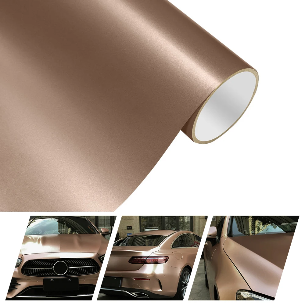 

Matte Metallic Rose Gold Car Matt Vinyl Wrap Film Stickers Decals Foil Bubble Free Decor DIY Motorcycle Automobiles Accessories