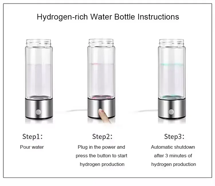 Hot SalesManufacturer Wholesale Best Rechargeable Portable Alkaline Generator Hydrogen Rich Water Glass Cup Bottle Hydrogen With