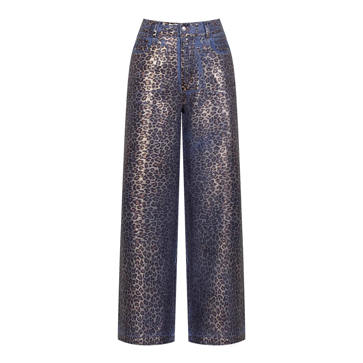 

SuperAen Gradient Leopard Print Jeans for Women 2025 Autumn New Loose European and American Style High Street Straight-leg Pants