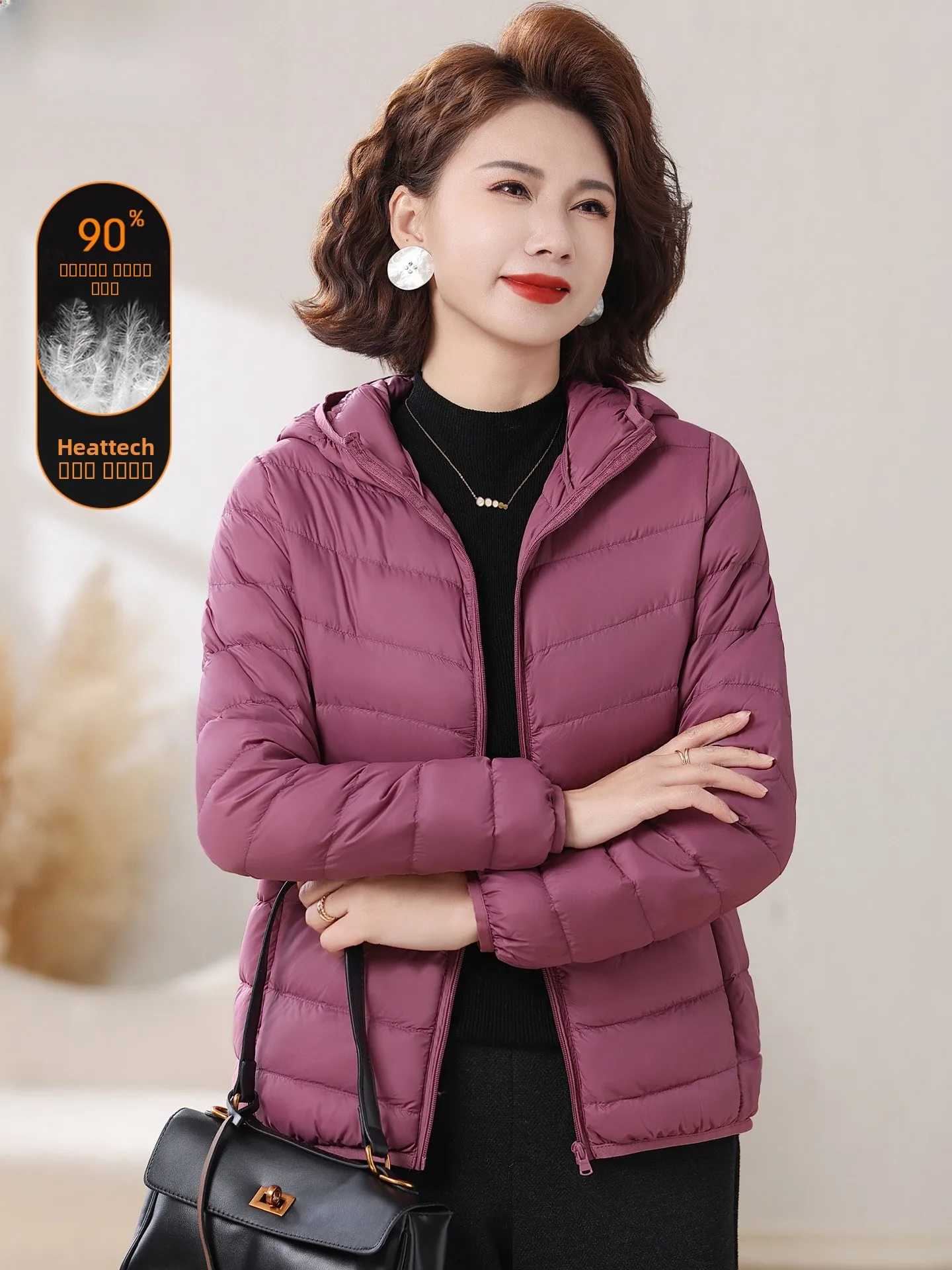 

Зимняя модная короткая белая пуховая куртка для женщин, теплая, свободного кроя, на молнии, из полиэфирного волокна, для женщин среднего и старшего возраста