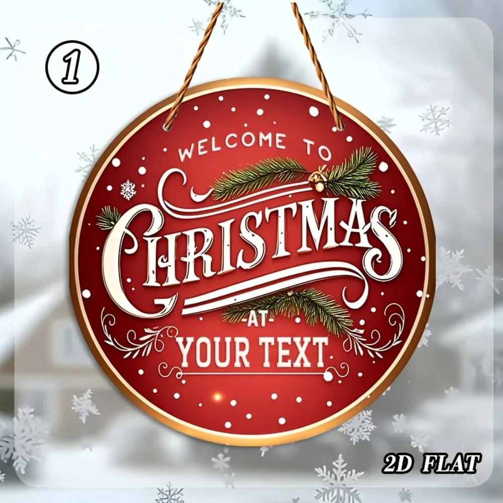 Custom Personalized Christmas Wood Plaque Custom Text 20x20cm 2D Flat Home Party Decor Only