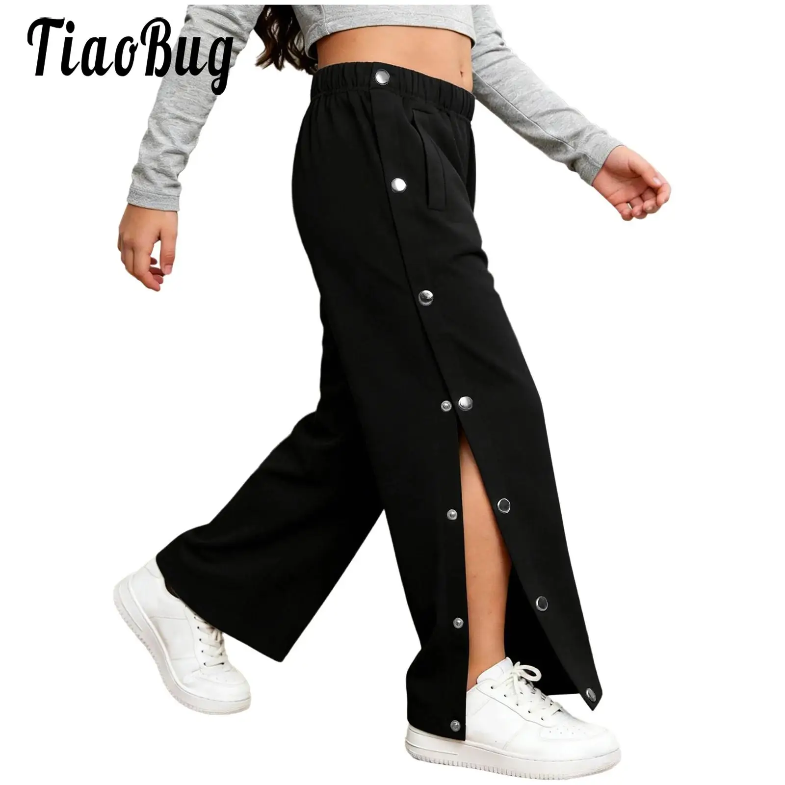 

Kids Special Needs Adaptive Clothing Tear-Away Side Press Button Loose Pants Boys Girls Post-Surgery Straight-Leg Sweatpants