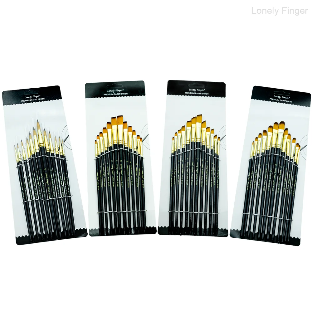 

Artist Paint Brushes-Nylon Hair 12/48 Different Sizes including Round Flat Angular Filbert for Acrylic Painting,Oil,Watercol