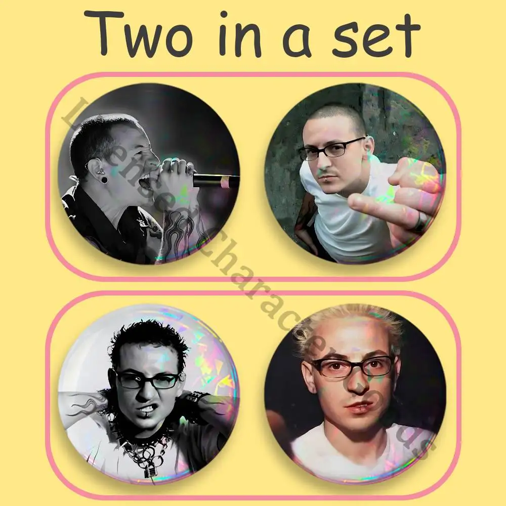C-Chester B-Bennington Printed Pins 2 piece set Couple Badges Decorations Souvenir Collectibles 25 32 44 58 75 mm