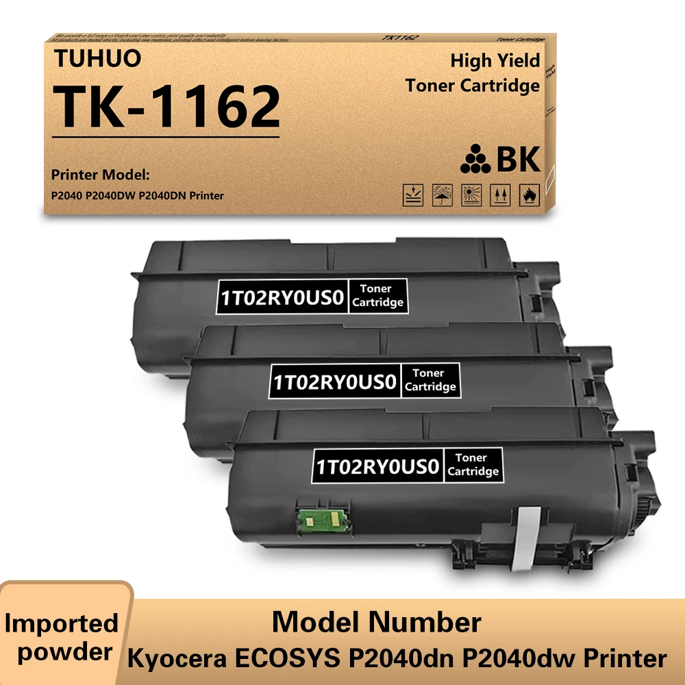 

TUHUO TK1162 TK-1162 Black Toner Cartridge Compatible for Kyocera ECOSYS P2040dn P2040dw Printers High Yield 4000 Pages