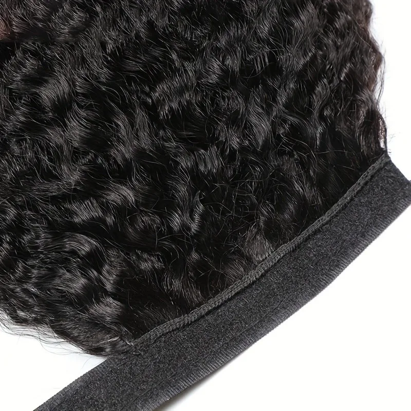 Estensioni dei capelli umani con coda di cavallo diritta crespa 8-30 pollici Velcro brasiliano vergine Remy lucido senza grovigli 100% capelli dall'aspetto naturale