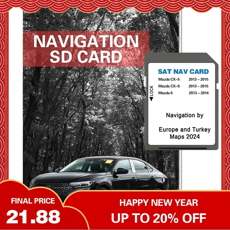 

Navi Software Update Memory card Sat Nav for Mazda 6 CX5 CX9 2024 Navigation SD Card 8GB EU Turkey UK GPS Map Version Card