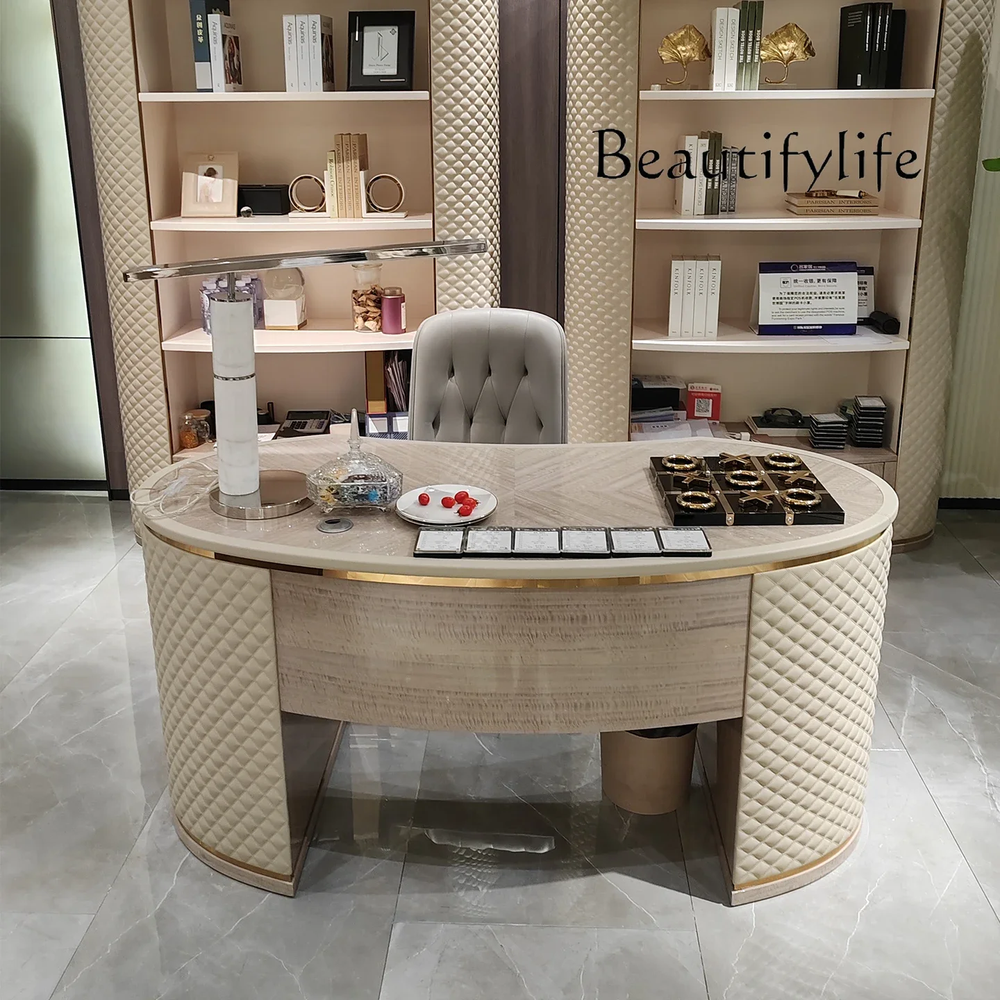 

BJ Italian Light Luxury Desk Luxury Model Room Desk Fashion Creative Writing Table Furniture Design