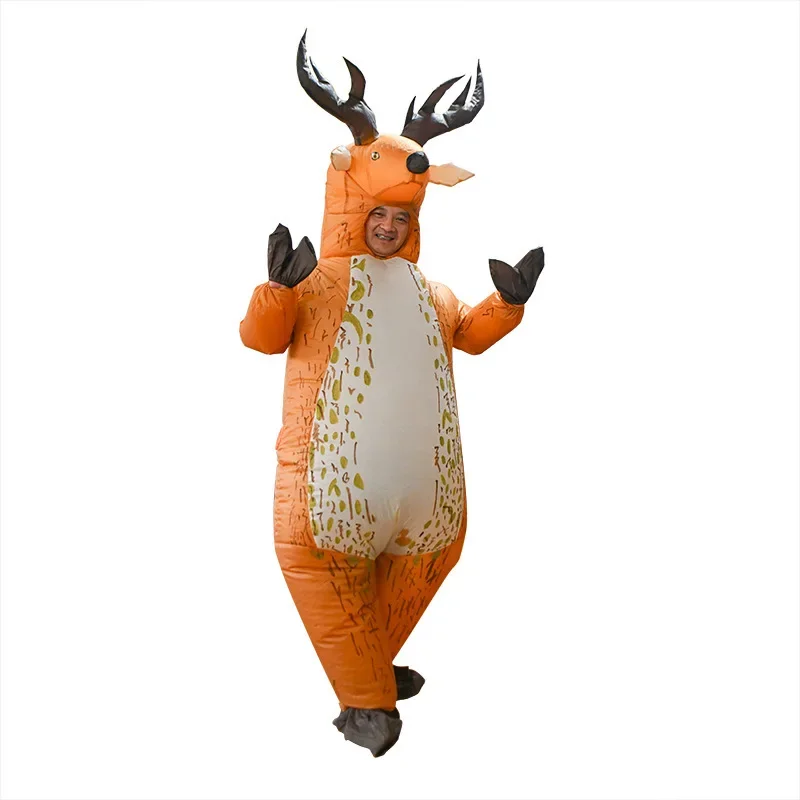 Costume de cerf Milu gonflable pour hommes et femmes, carnaval de vacances, Noël, cosplay de dessin animé, modèle imbibé, adulte, fête d'anniversaire, accessoire de scène