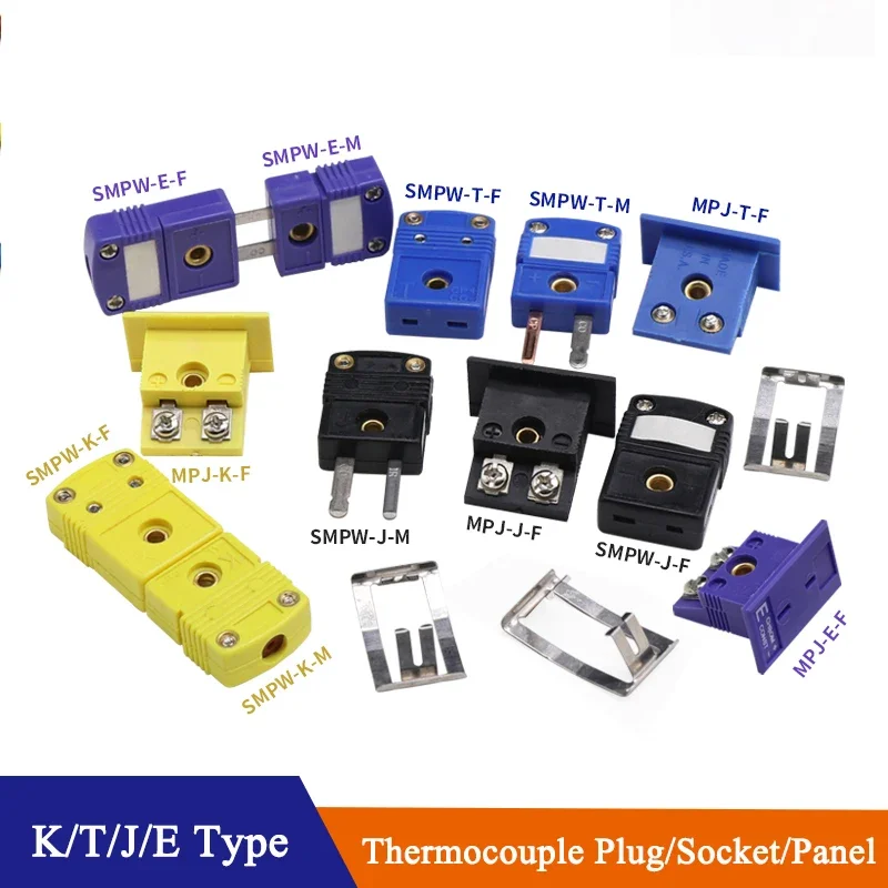 1/2/5Pcs SMPW-K/J/T/E/-M/F MPJ-K/J/T/E-F Thermocouple Plug Socket And Panel Compensation Wire Connector