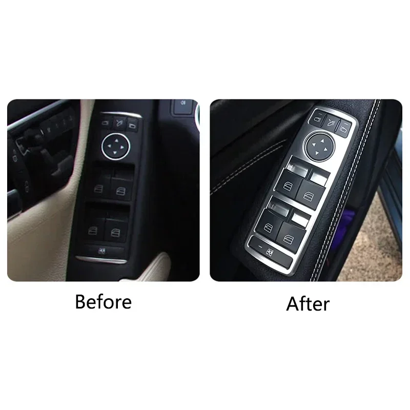Car Styling Interior Door Window Glass Switch Buttons Frame Covers Stickers Trim For Mercedes Benz E Class Coupe W207 C207 A207