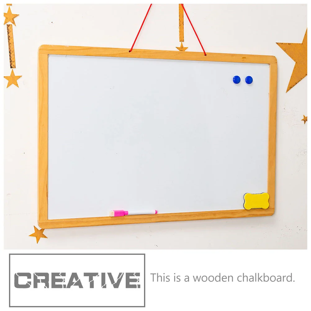 Blackboard Magnetic Whiteboard Wood Hanging Chalkboard Wooden Painting Use Double-sided Small Coffee Shop