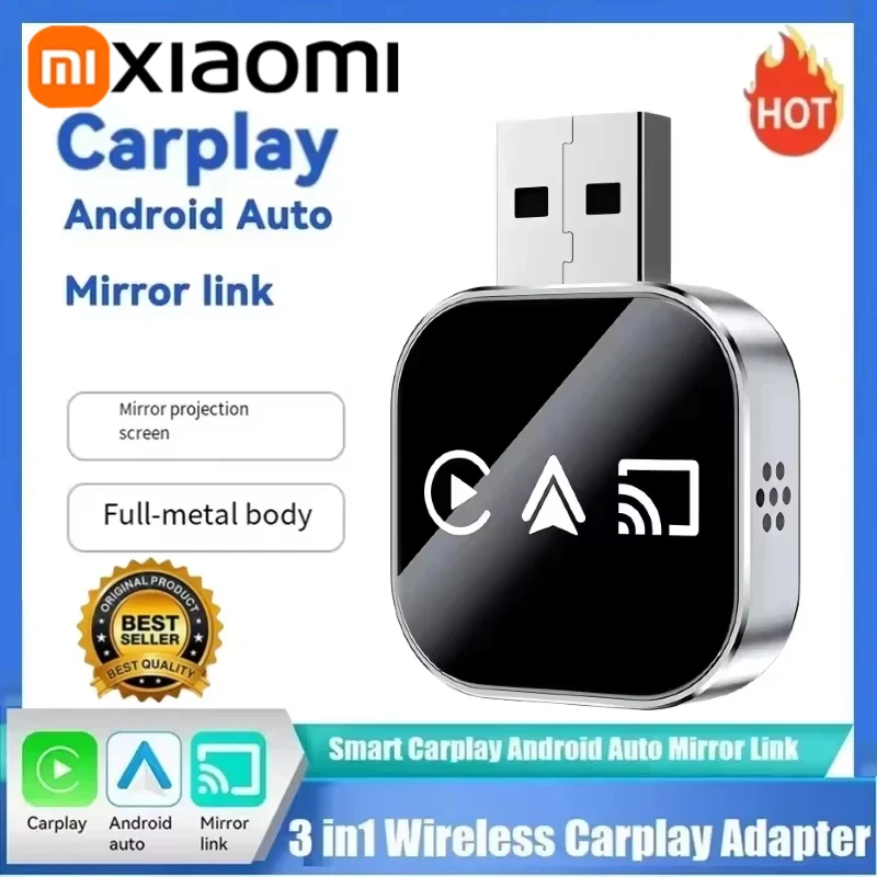 Xiaomi 2in1 Wireless Carplay Adapter Android auto Mini Dongle Bluetooth Plug & Play Für Toyota Volvo Hyundai VW Audi Kia MG Benz