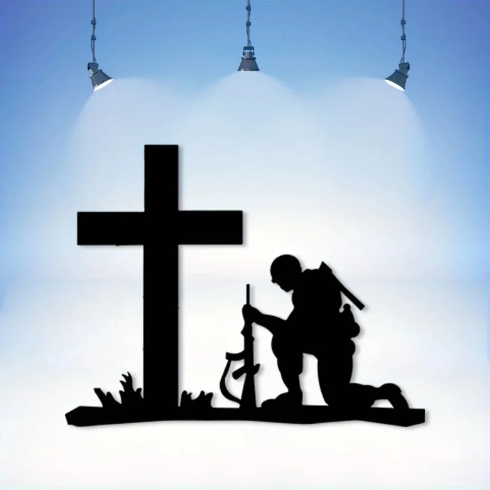 CIFBUY Iron Wall Art Patriotic Soldier Silhouette Metal Sculpture Hanging Plaque Military Home Decor Ornament