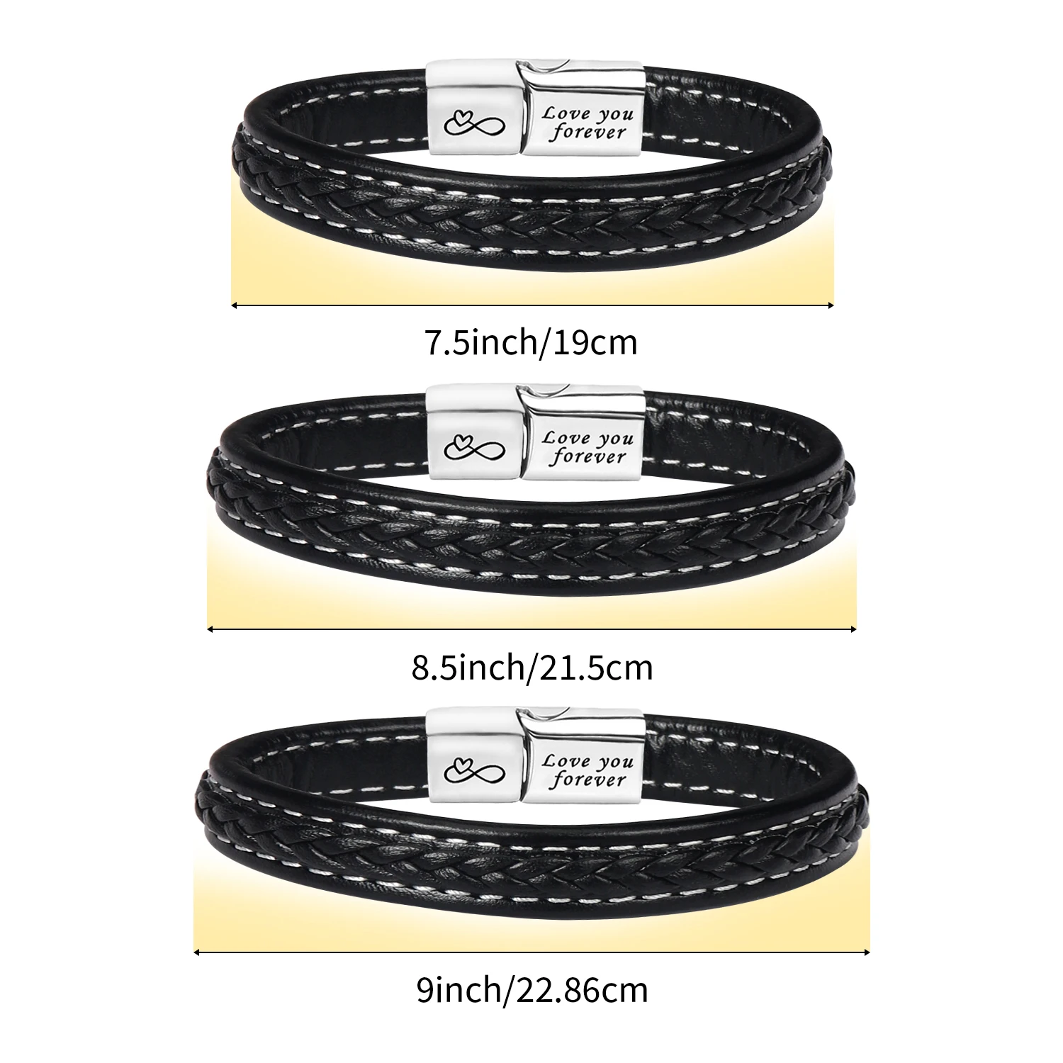 아빠의 생일 선물 - 자석 걸쇠가 달린 가죽 팔찌, 맞춤 각인, 카드 포함 - 아버지의 날에 딱 맞습니다.