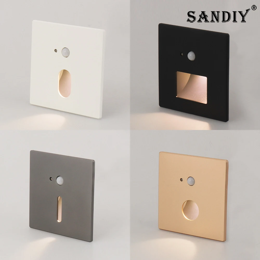 SANDIY Type 86 Magnetic Intelligent Sensor Light Stair Foot Light Corridor Aisle Step Side Wall Embedded