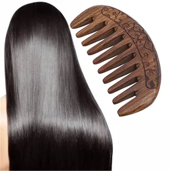 Pente de cabelo de sândalo feito à mão antiestático desembaraçador de cabelo pentes de madeira pente de madeira de dente largo fino para homens/mulheres/crianças