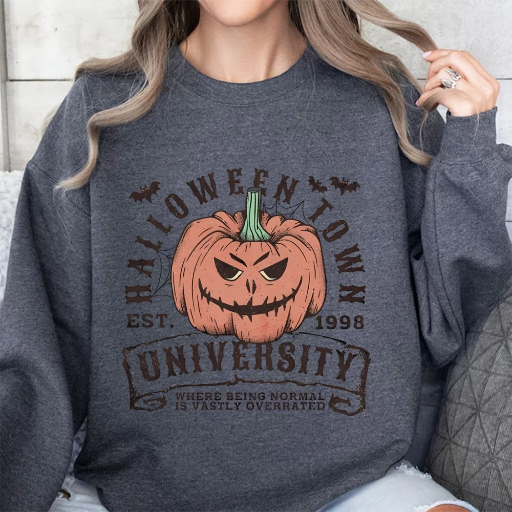 Cotton High Quality Hoodie Halloween Pumpkin Letter Graphic Print Loose Shoulder Trend Designer 2024 New Fashion Sweatshirt