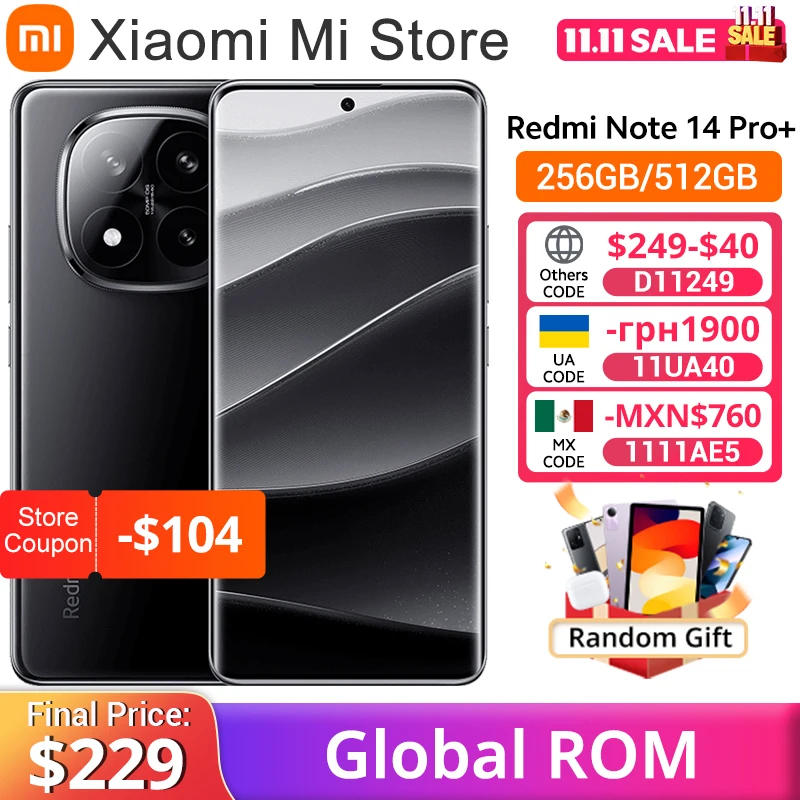 Global ROM Redmi Note 14 Pro Plus 5G Smartphone Snapdragon® 7s Gen 3 IP68 6.67" 1.5K 120Hz Display 50MP 6200mAh 90W fast chargin