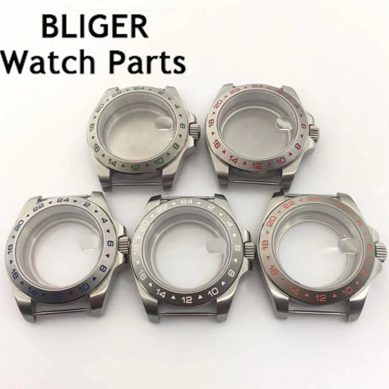 

BLIGER 40mm date window watch case sapphire glass fit NH35 NH36 NH34 ETA2824 Miyota 9015 PT5000 movement