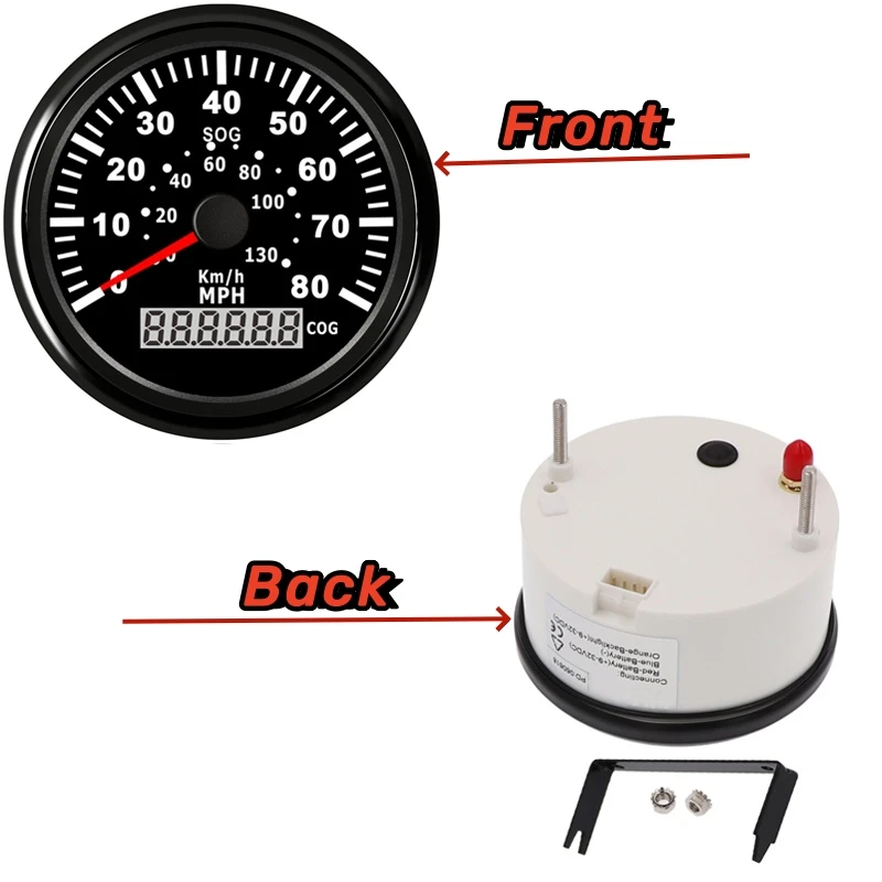 85mm Marine Waterproof GPS Speed Mileometers 0-80MPH Lcd Speedometers 0-130Km/H Auto Speed Gauges with Blue Backlight 9-32v