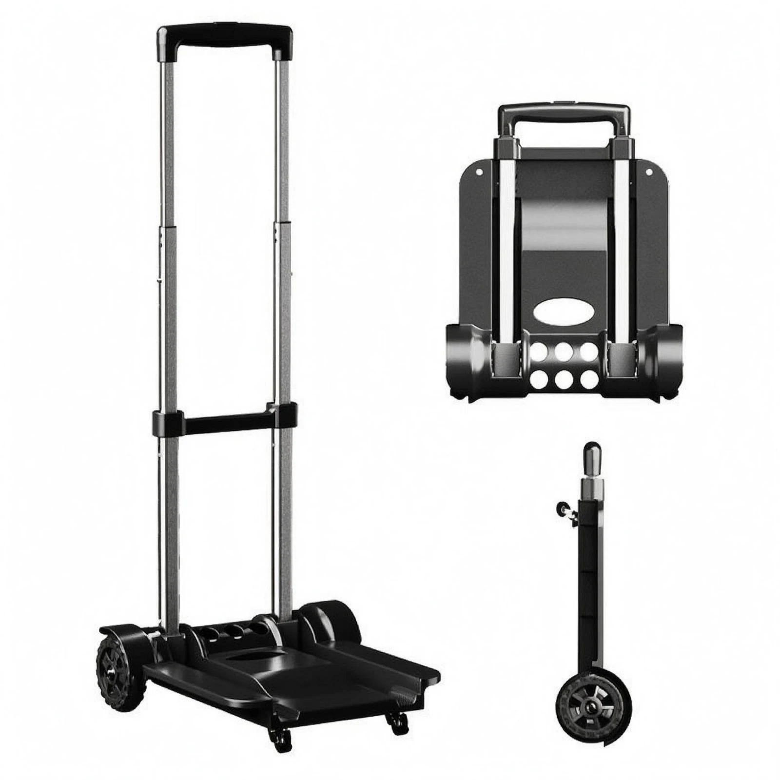 Folding Trolley Cart Easy Storage Foldable Platform Cart Transport Gear Includes Ropes for Moving Luggage