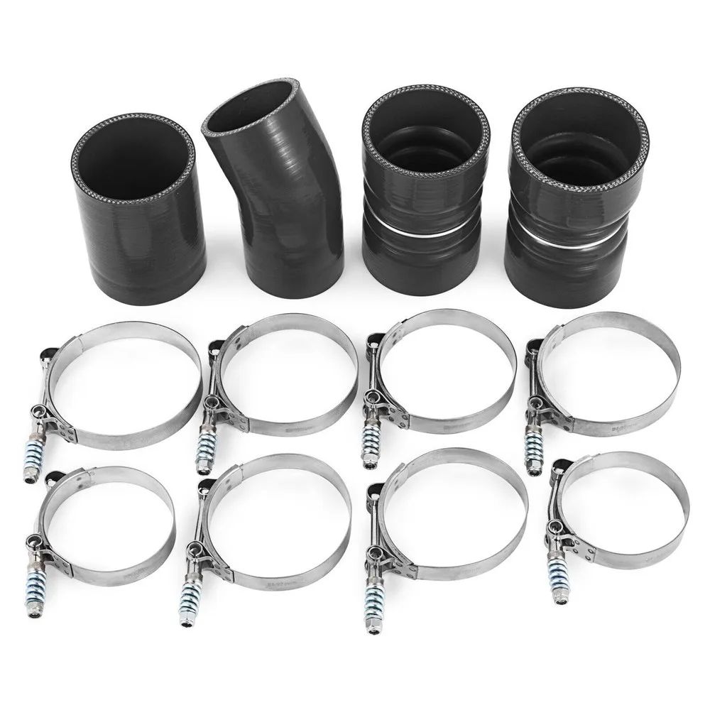 Kit Pipa & Boot Intercooler untuk 2003-2007 Ford 6.0L Powerstroke Diesel Hitam untuk 04-07 Ford F-450 SUPER DUTY 6.0L 363ci OHV V8