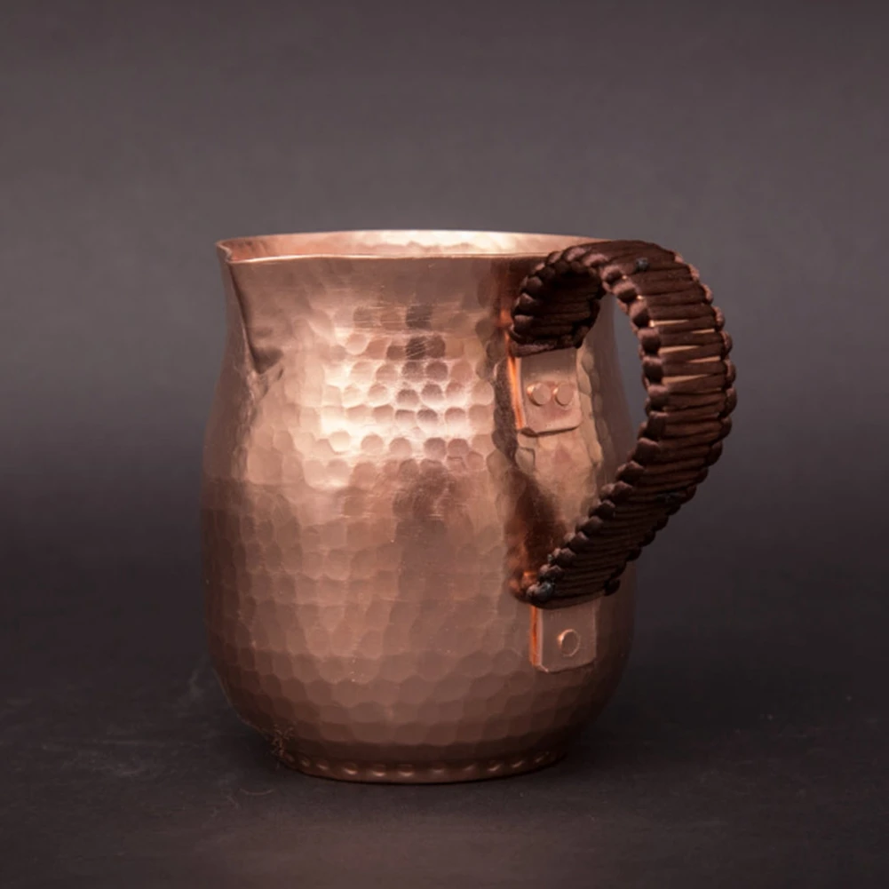 ABAH-800Ml Pure Copper Latte Pitcher Hot Milk Cup Copper Mug Water Pots Kettles Hammer Handcraft Drinkware Tableware