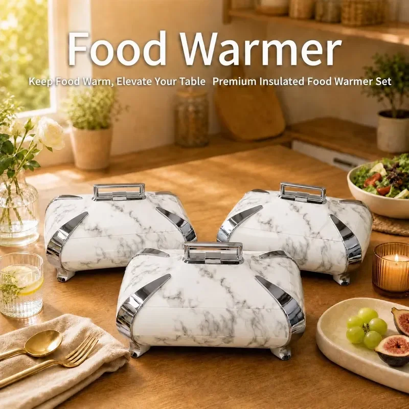 3L-4L-5L 3-piece Insulated Stainless Steel Freshness Preservation Lunch Box Large Food Storage Container Warmers Set