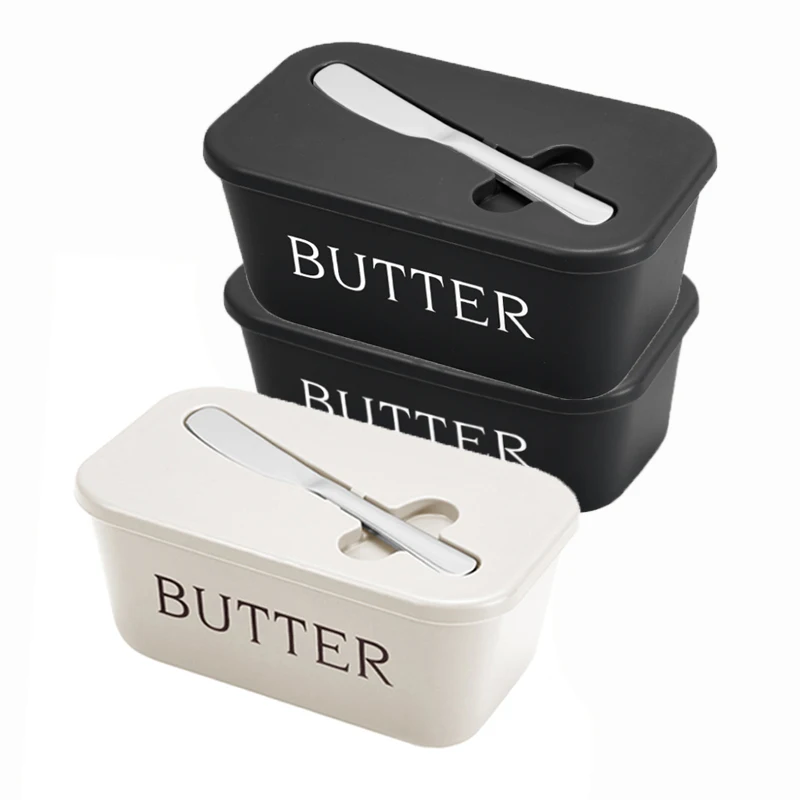 مجموعة واحدة من علبة الزبدة مع سكين، مصنوعة من مادة البولي بروبيلين الغذائية، قابلة لإعادة الاستخدام، مناسبة للسفر والنزهات والمهرجانات. #1