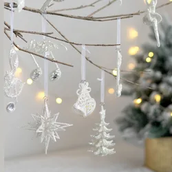 1pc Christmas Plastic Glitter Angel Fairy Pendant Plastic White Christmas Decorations Xmas DIY Home Decoration Accessories