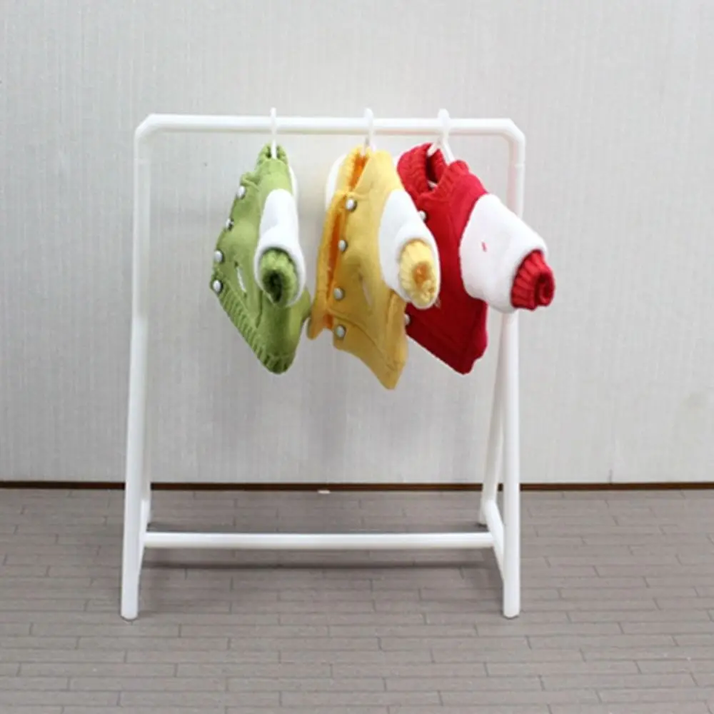 

1/12 Scale Doll Clothes Rack Display Stand Garment Organizer Miniature Hangers Earrings Jewelry Plastic Dollhouse Clothing Rack