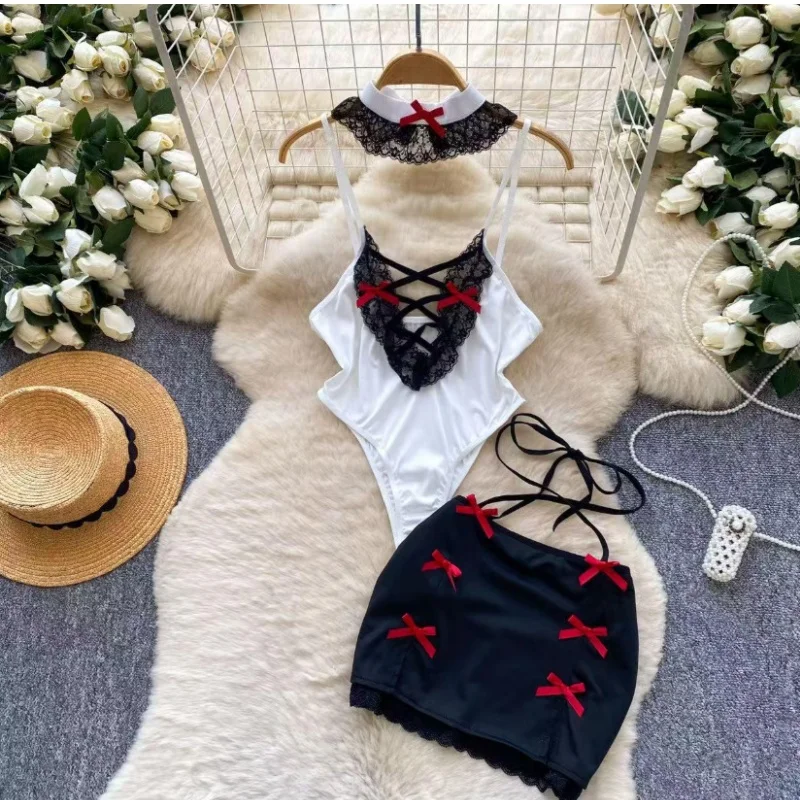 Conjuntos de 2 piezas para mujer: Body de una pieza con espalda descubierta y falda, estilo vintage Y2K, conjuntos de falda de los años 2000, ropa de verano.