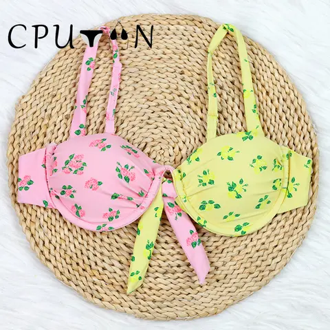 CPUTAN Sexy 2024 Push Up Bikini Set Floral Print Swimwear Women Biquini Girls Swimsuit Summer Brazilian Bathing Suit Beachwear