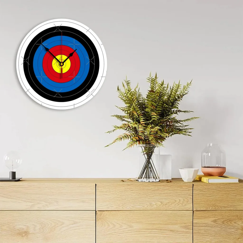 

Archery Target Target Face Wall Clock Easy to Read Wall Mounted Clock With Silent for Home Decor