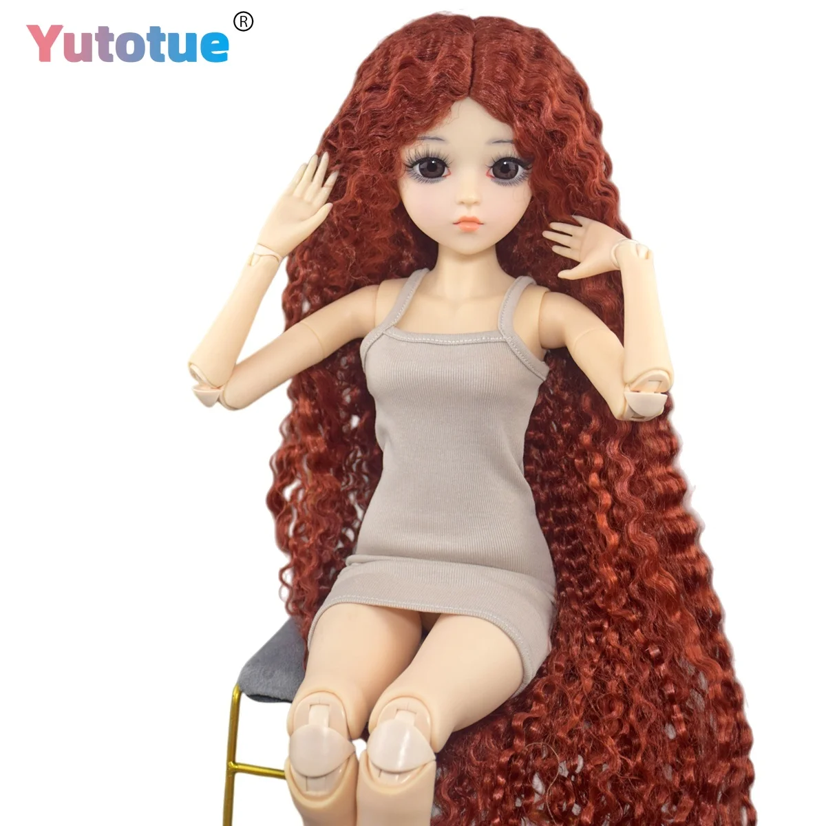 

YUTOTUE 60 см, кукла для девочек, длинный вьющийся парик, модельные туфли, полный комплект, 1/3 BJD кукла, игрушка, реалистичная